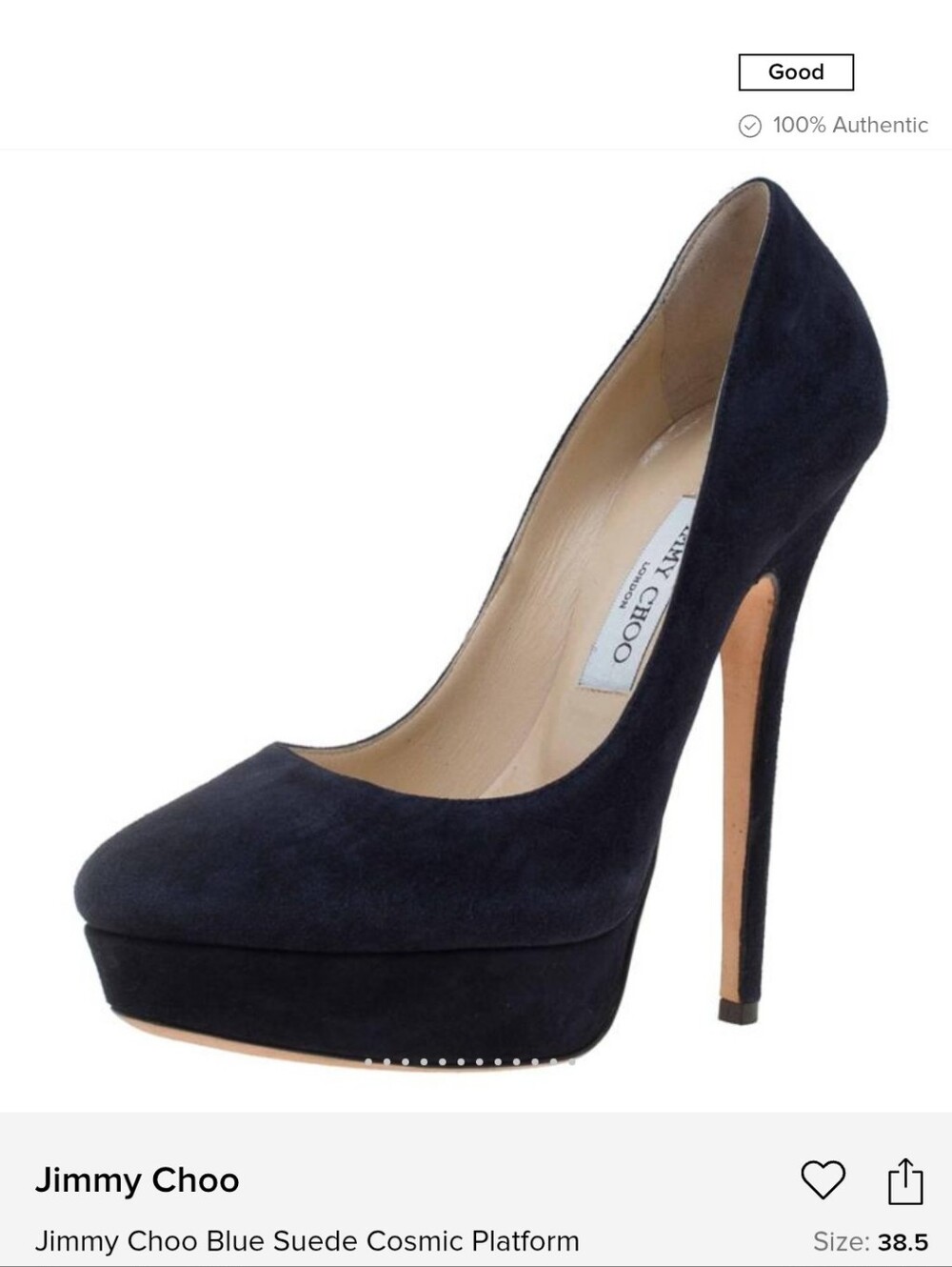 Jimmy Choo Blue Suede Cosmic Platform Pumps Size EU39.5 / US 9.5
